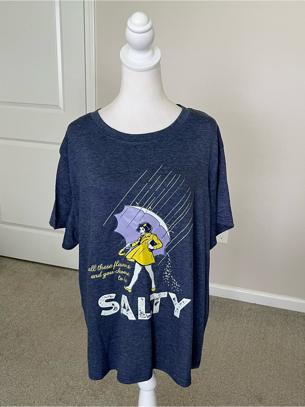 NWOT Unbranded Salty Navy Graphic Short Sleeve Tee Size XXL